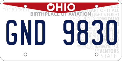 OH license plate GND9830