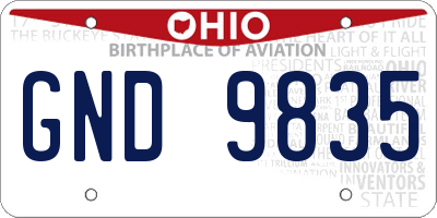OH license plate GND9835
