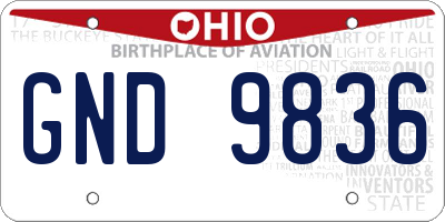 OH license plate GND9836