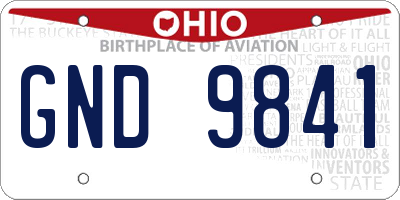 OH license plate GND9841