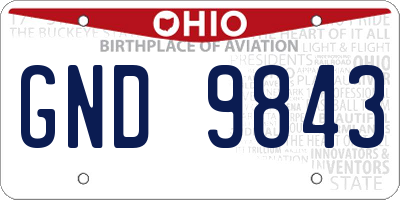 OH license plate GND9843