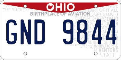 OH license plate GND9844