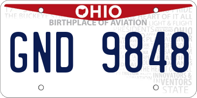 OH license plate GND9848