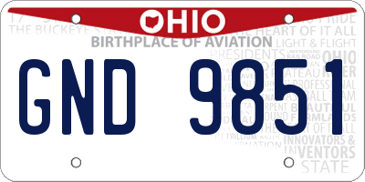 OH license plate GND9851