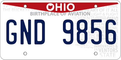 OH license plate GND9856