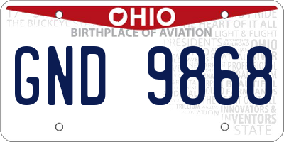 OH license plate GND9868