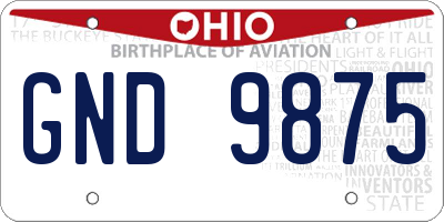 OH license plate GND9875