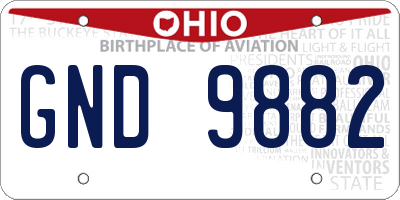 OH license plate GND9882