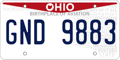 OH license plate GND9883
