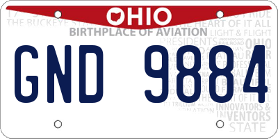 OH license plate GND9884