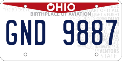OH license plate GND9887