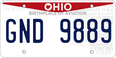 OH license plate GND9889