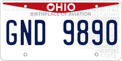OH license plate GND9890