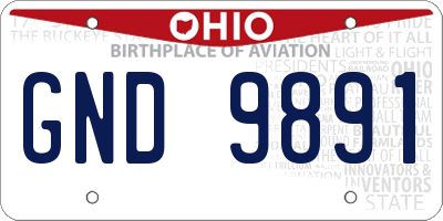 OH license plate GND9891
