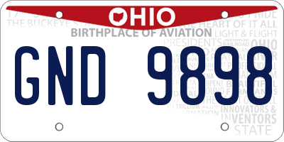 OH license plate GND9898