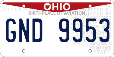 OH license plate GND9953