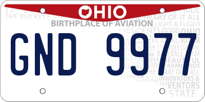 OH license plate GND9977