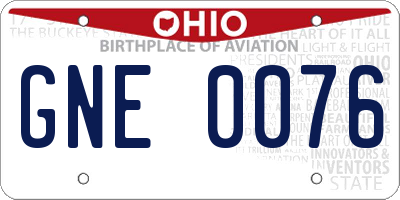 OH license plate GNE0076