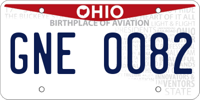 OH license plate GNE0082
