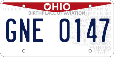 OH license plate GNE0147