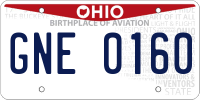 OH license plate GNE0160