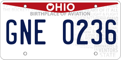 OH license plate GNE0236