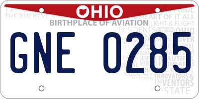 OH license plate GNE0285