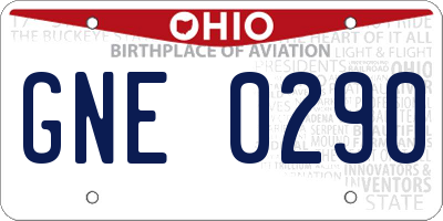 OH license plate GNE0290