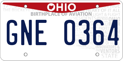OH license plate GNE0364