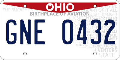 OH license plate GNE0432