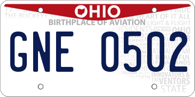 OH license plate GNE0502