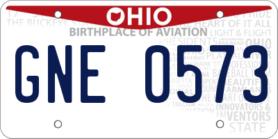 OH license plate GNE0573