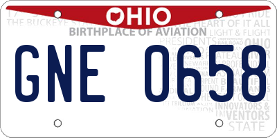 OH license plate GNE0658
