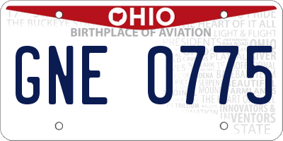 OH license plate GNE0775