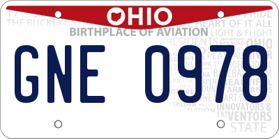 OH license plate GNE0978