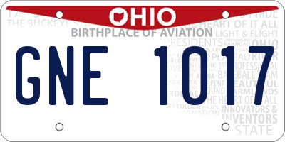 OH license plate GNE1017