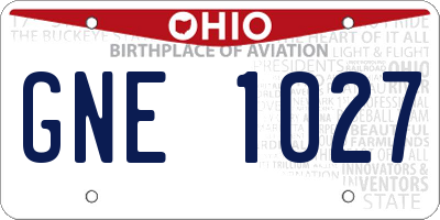 OH license plate GNE1027