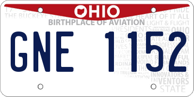 OH license plate GNE1152
