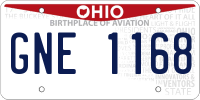 OH license plate GNE1168