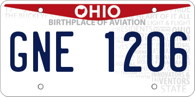 OH license plate GNE1206
