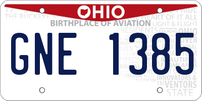 OH license plate GNE1385
