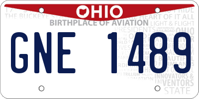 OH license plate GNE1489