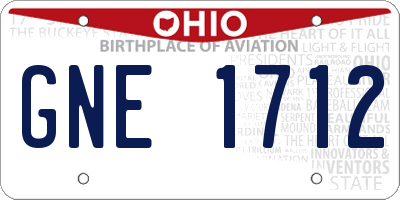 OH license plate GNE1712