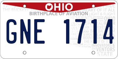OH license plate GNE1714