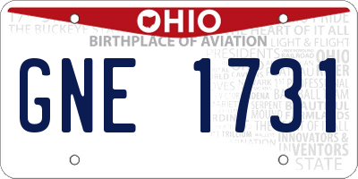 OH license plate GNE1731