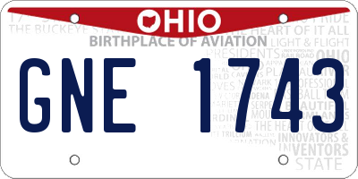 OH license plate GNE1743