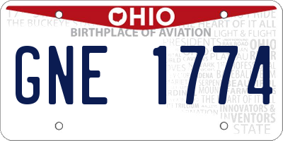 OH license plate GNE1774