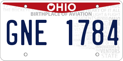 OH license plate GNE1784