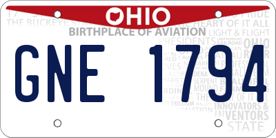 OH license plate GNE1794
