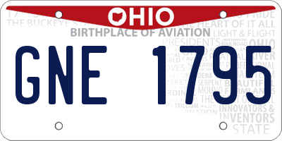 OH license plate GNE1795